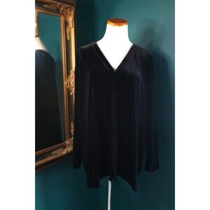 Vintage Liz Claiborne Villager Black Velvet Cardigan Whimsigoth Witchy Grunge